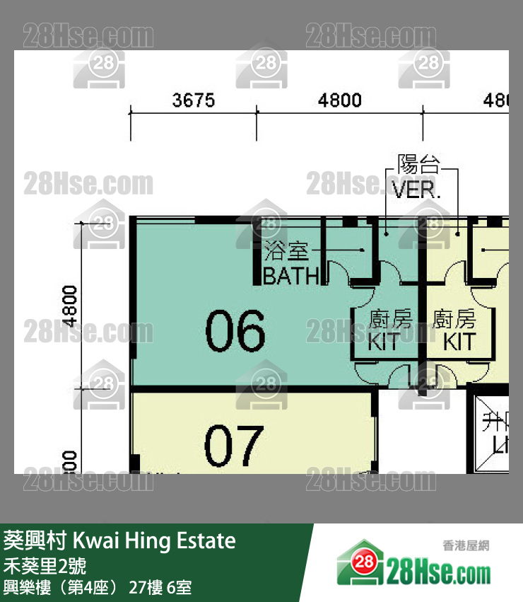 葵興村 興樂樓（第4座）27樓 6室 平面圖