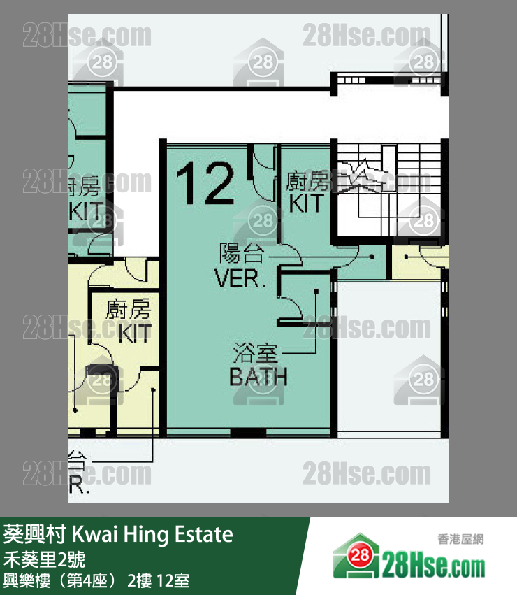 葵興村 興樂樓（第4座）2樓 12室 平面圖