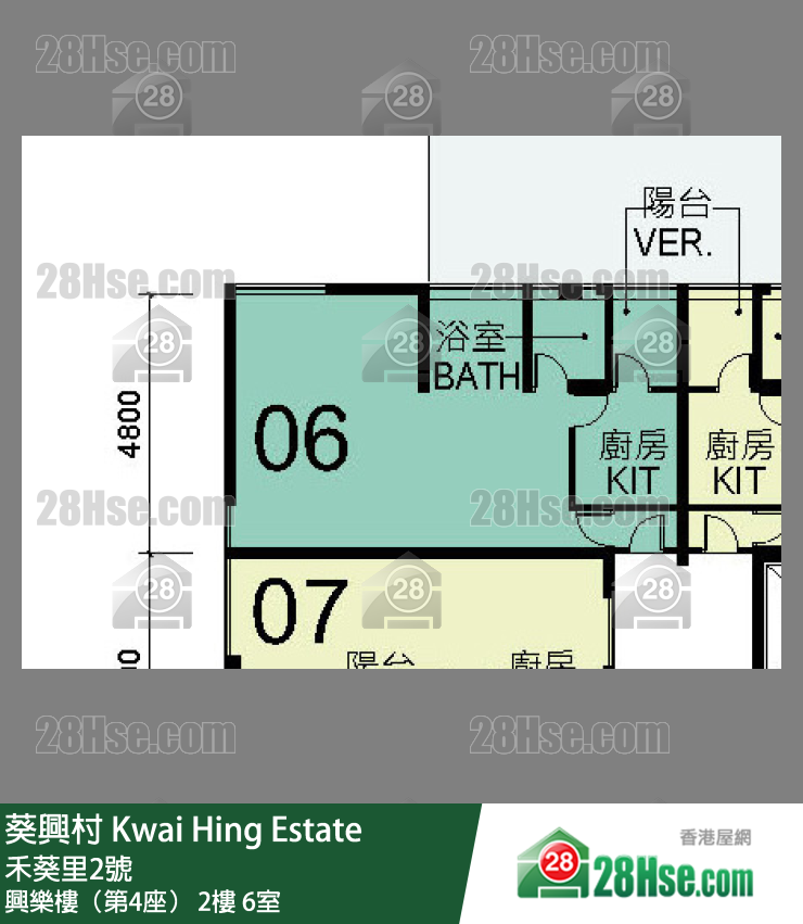 葵興村 興樂樓（第4座）2樓 6室 平面圖