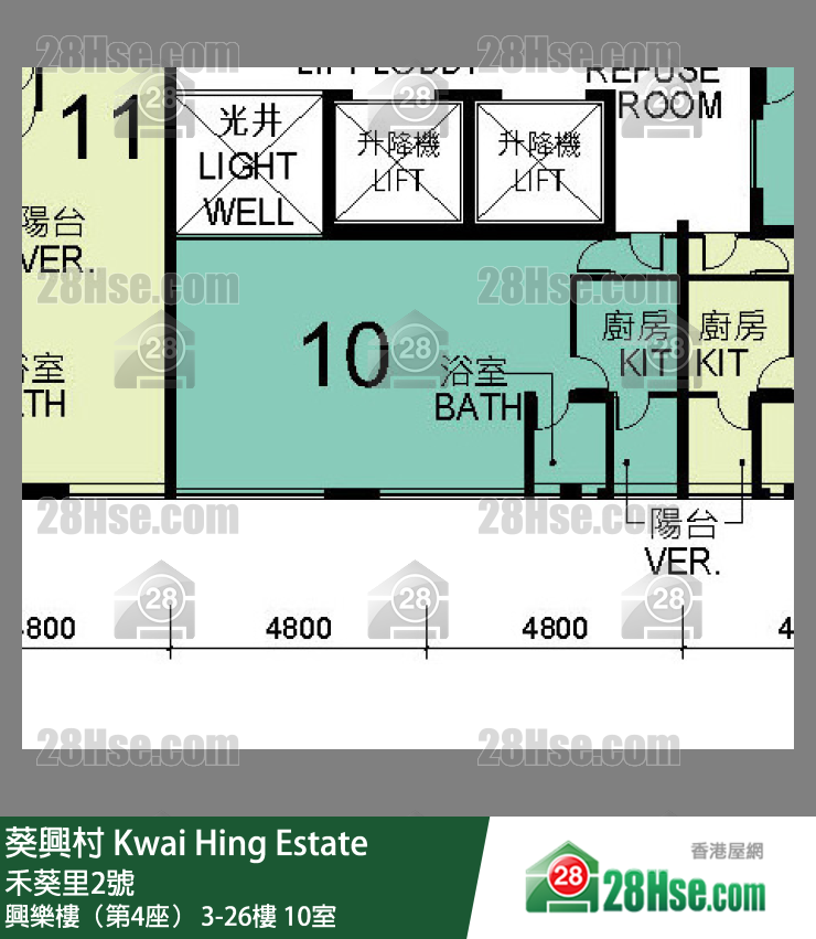 葵興村 興樂樓（第4座）22樓 10室 平面圖