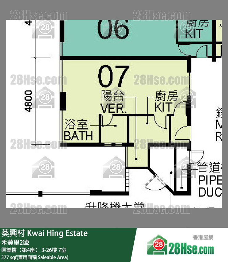 葵興村 興樂樓（第4座）13樓 7室 平面圖