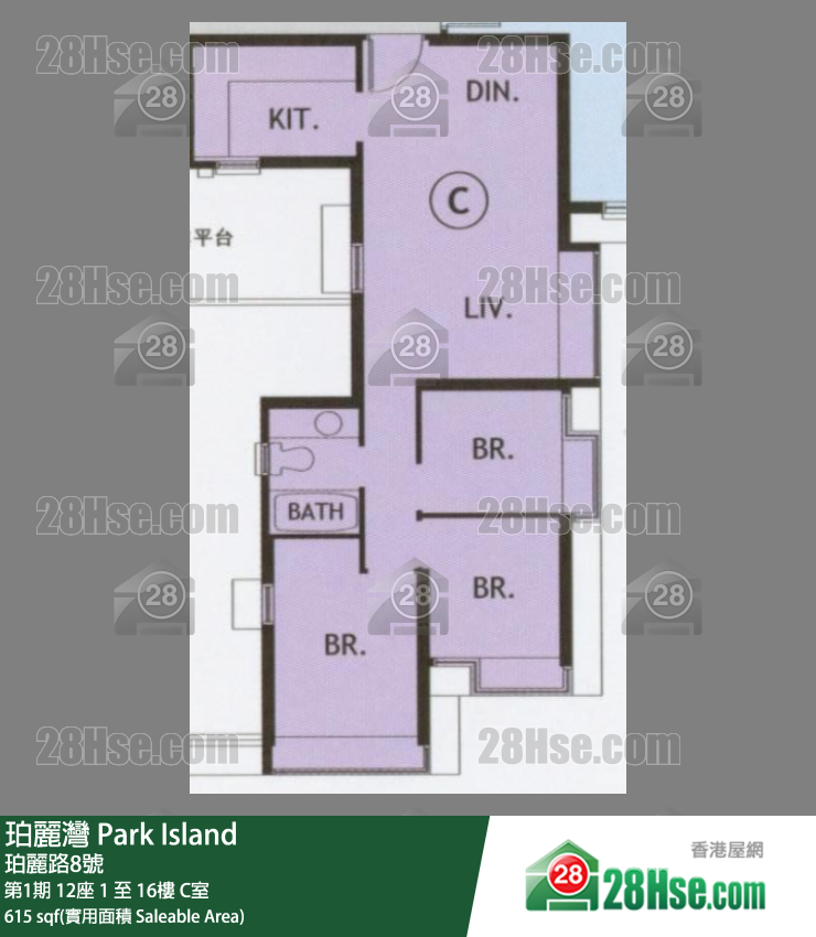 珀麗灣 第1期12座7樓 C室 平面圖