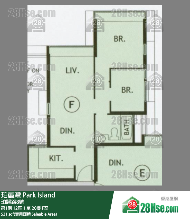 珀麗灣 第1期12座2樓 F室 平面圖