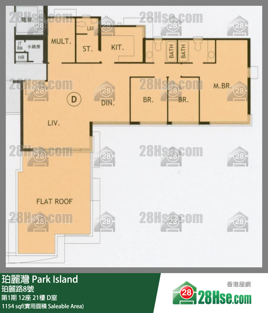 珀麗灣 第1期12座21樓 D室 平面圖