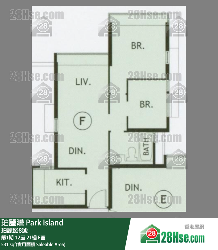 珀麗灣 第1期12座21樓 F室 平面圖