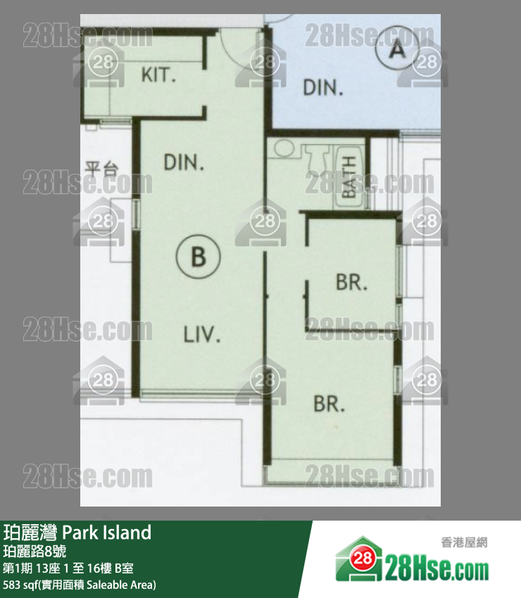 珀麗灣 第1期13座1樓 B室 平面圖