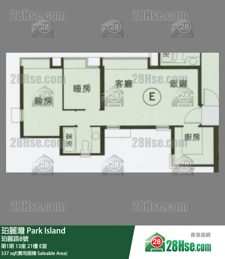 珀麗灣 第1期13座21樓 E室 平面圖