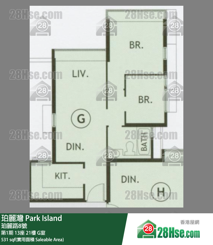 珀麗灣 第1期13座21樓 G室 平面圖