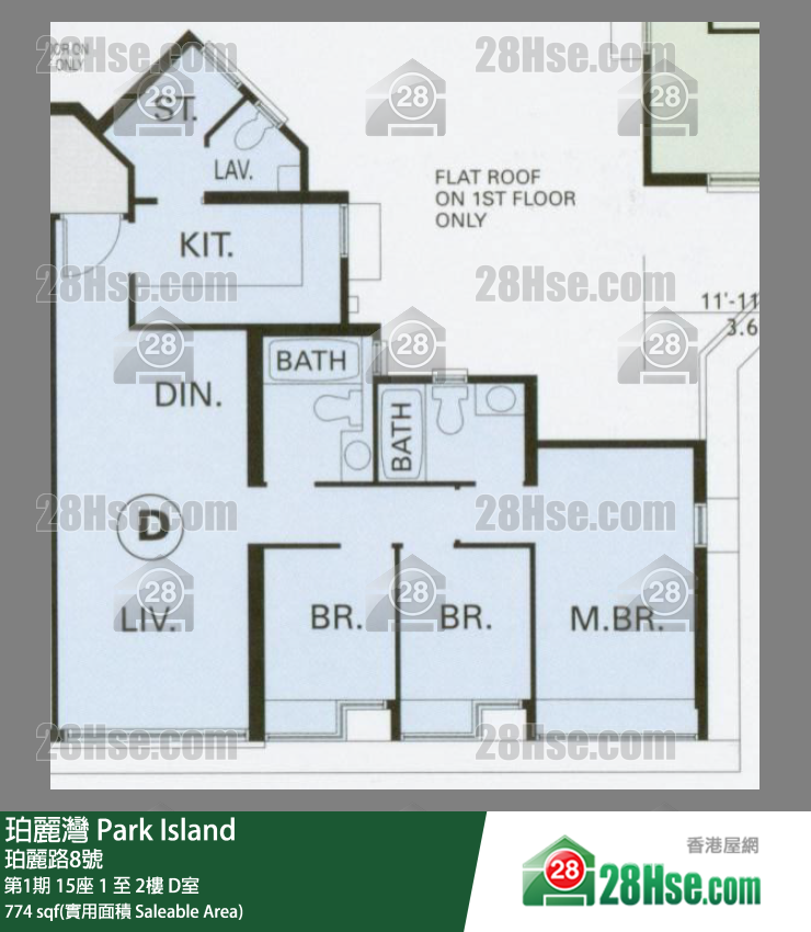 珀麗灣 第1期15座1樓 D室 平面圖