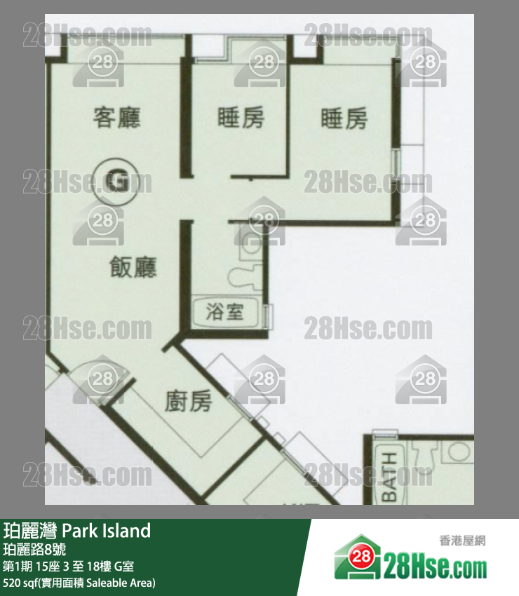 珀麗灣 第1期15座10樓 G室 平面圖