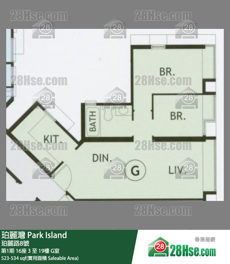 珀麗灣 第1期16座17樓 G室 平面圖