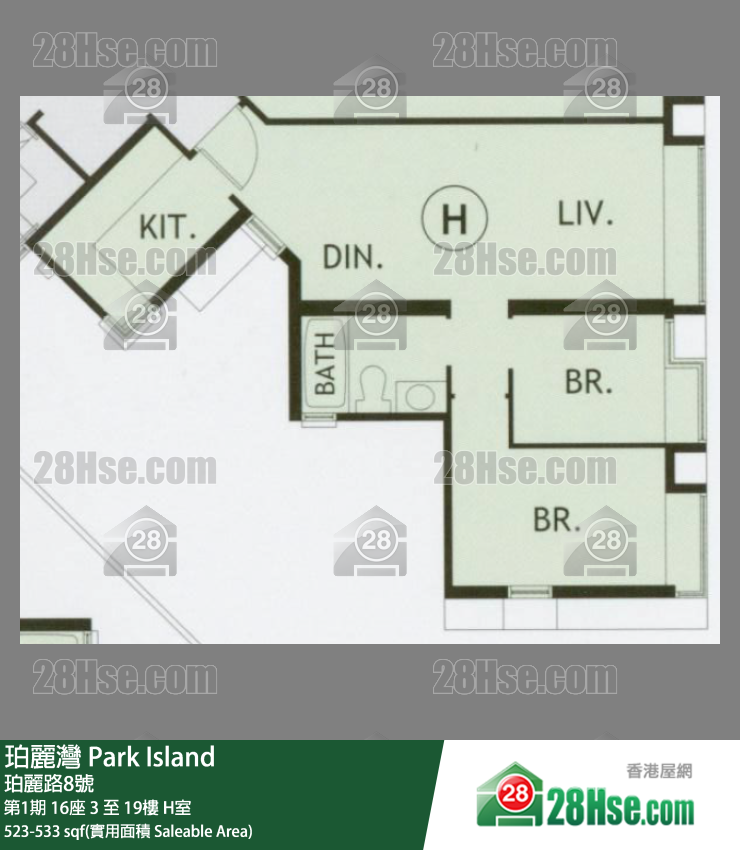珀麗灣 第1期16座18樓 H室 平面圖