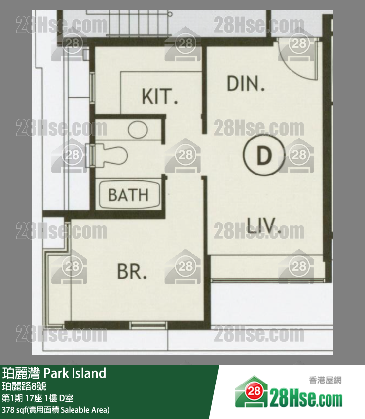 珀麗灣 第1期17座1樓 D室 平面圖