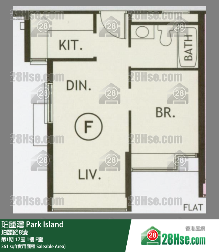 珀麗灣 第1期17座1樓 F室 平面圖