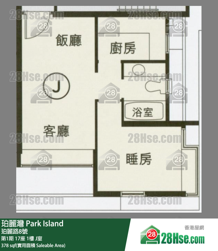 珀麗灣 第1期17座1樓 J室 平面圖