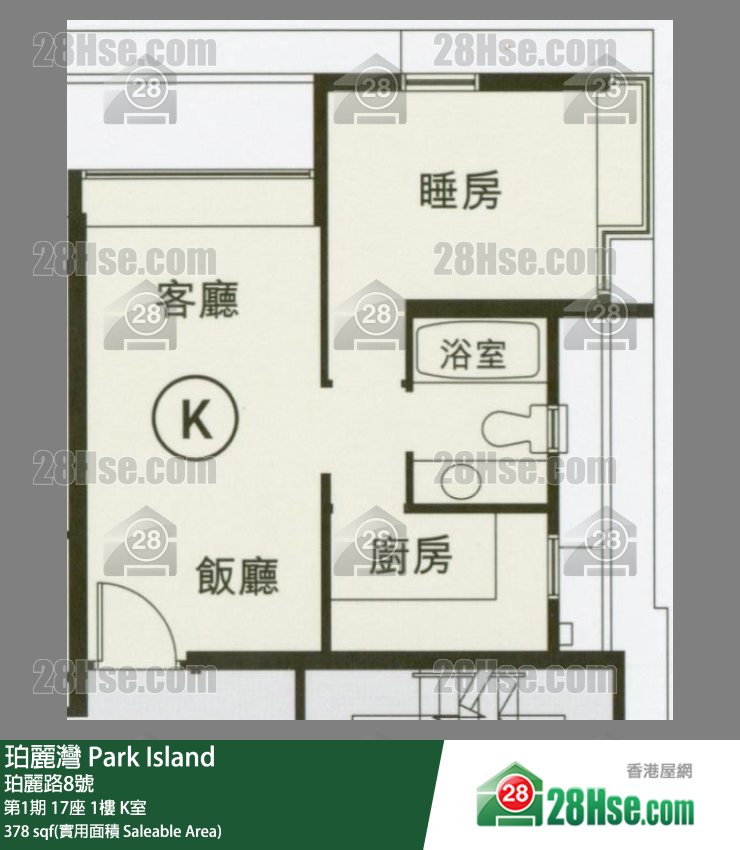 珀麗灣 第1期17座1樓 K室 平面圖