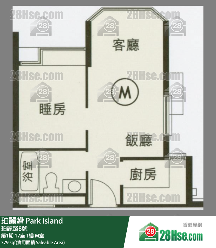 珀麗灣 第1期17座1樓 M室 平面圖