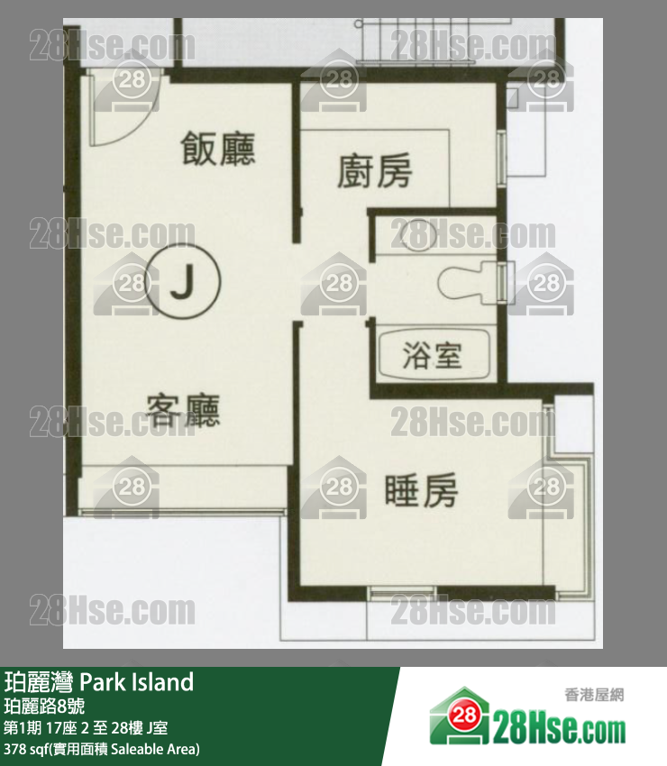 珀麗灣 第1期17座27樓 J室 平面圖