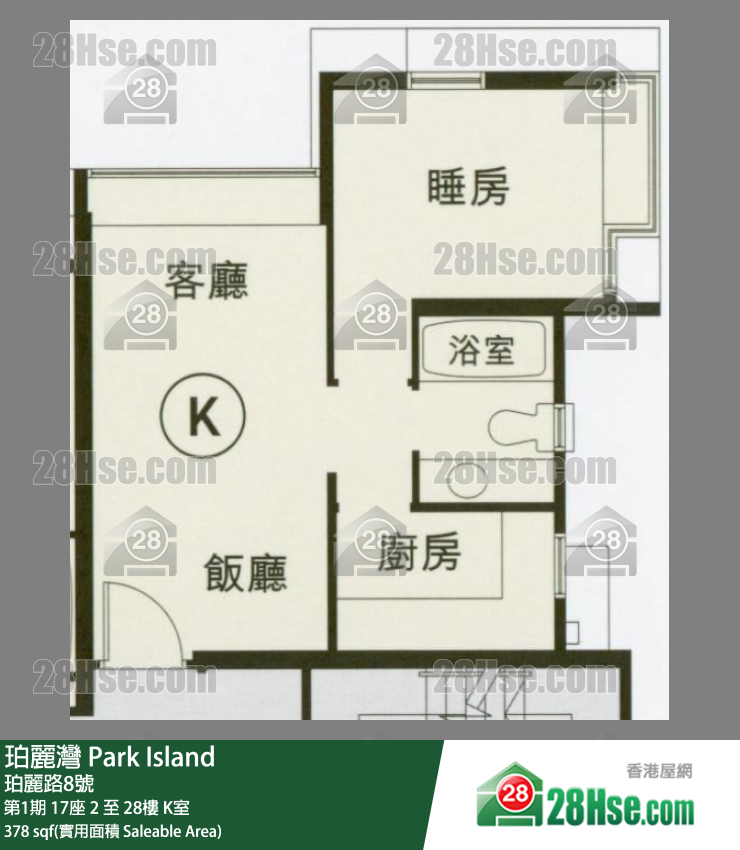 珀丽湾 第1期17座25楼 K室 平面图