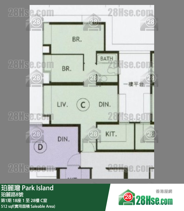 珀麗灣 第1期18座21樓 C室 平面圖