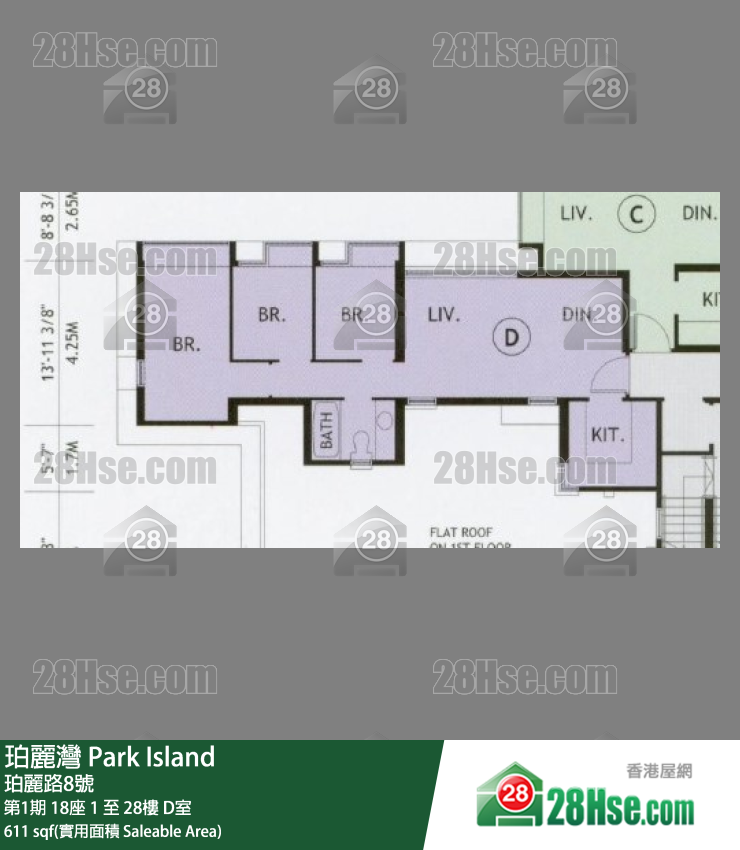 珀麗灣 第1期18座6樓 D室 平面圖
