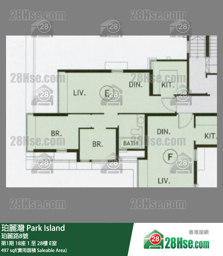 珀麗灣 第1期18座10樓 E室 平面圖
