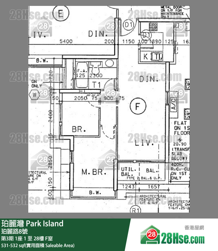 珀麗灣 第3期1座19樓 F室 平面圖