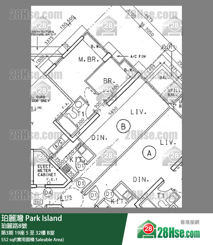 珀麗灣 第3期19座25樓 B室 平面圖