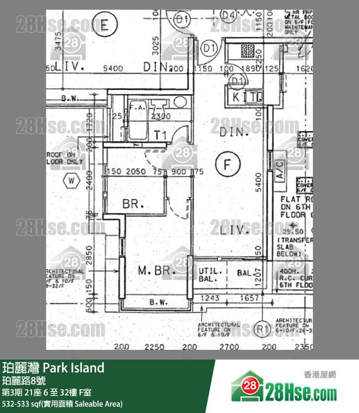 珀麗灣 第3期21座28樓 F室 平面圖