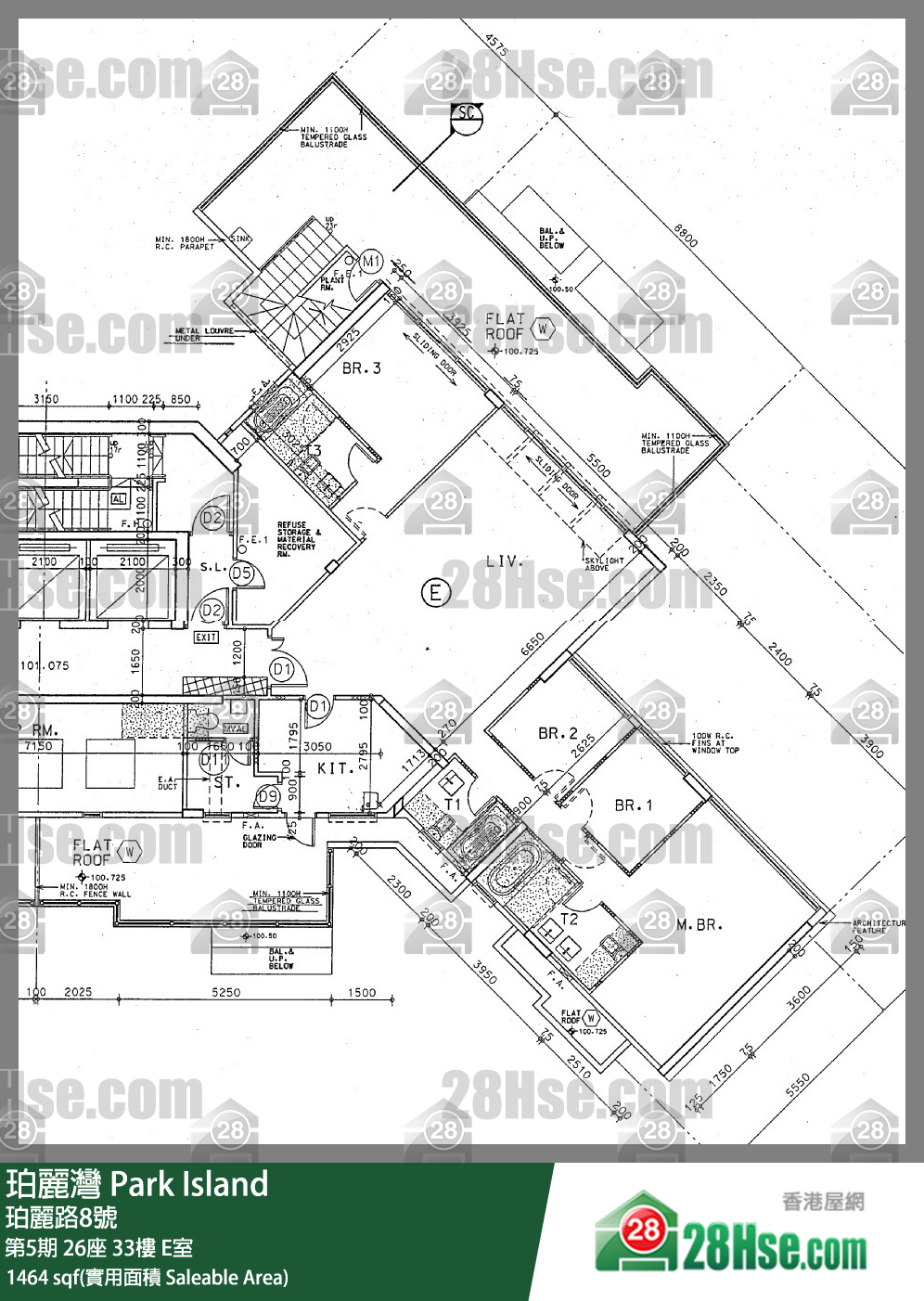 珀麗灣 第5期26座33樓 E室 平面圖