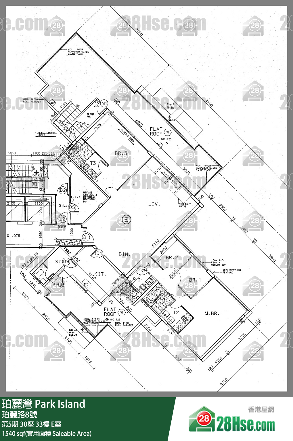 珀麗灣 第5期30座33樓 E室 平面圖
