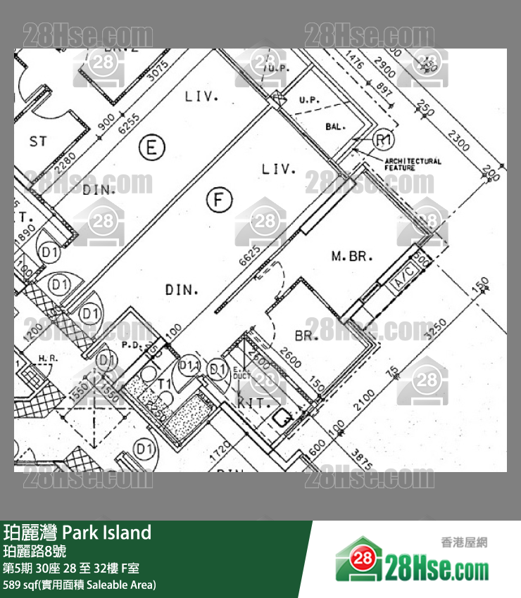 珀麗灣 第5期30座28樓 F室 平面圖