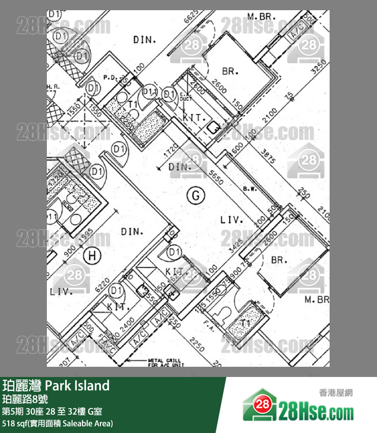 珀麗灣 第5期30座29樓 G室 平面圖