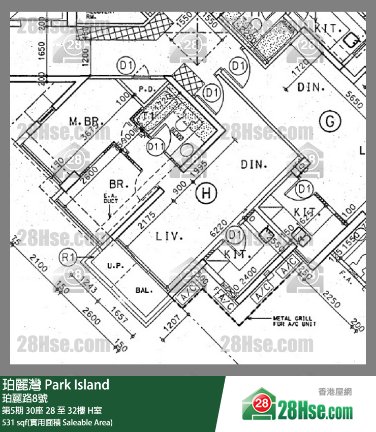 珀麗灣 第5期30座28樓 H室 平面圖