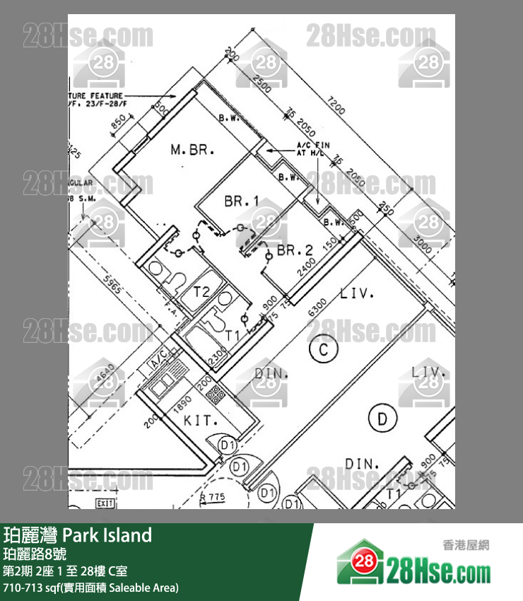珀麗灣 第2期2座13樓 C室 平面圖