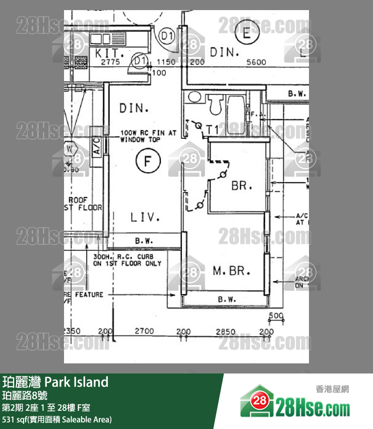 珀麗灣 第2期2座22樓 F室 平面圖