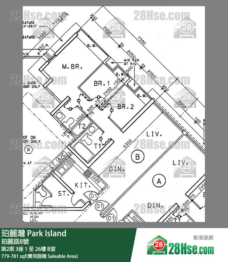 珀麗灣 第2期3座1樓 B室 平面圖