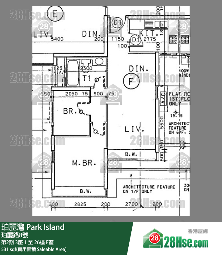 珀麗灣 第2期3座10樓 F室 平面圖