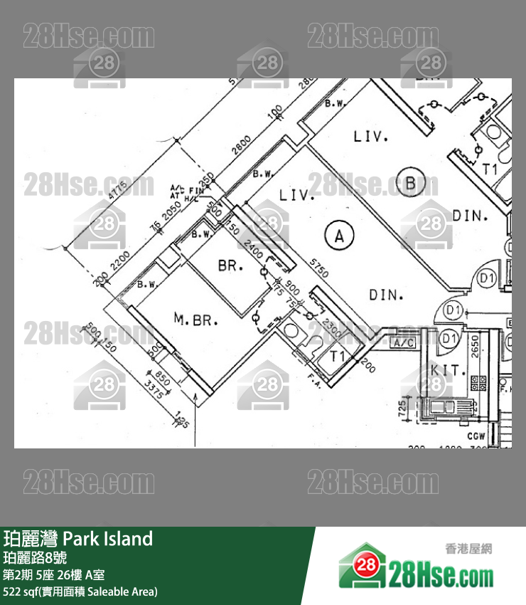 珀麗灣 第2期5座26樓 A室 平面圖