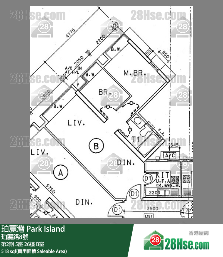 珀麗灣 第2期5座26樓 B室 平面圖