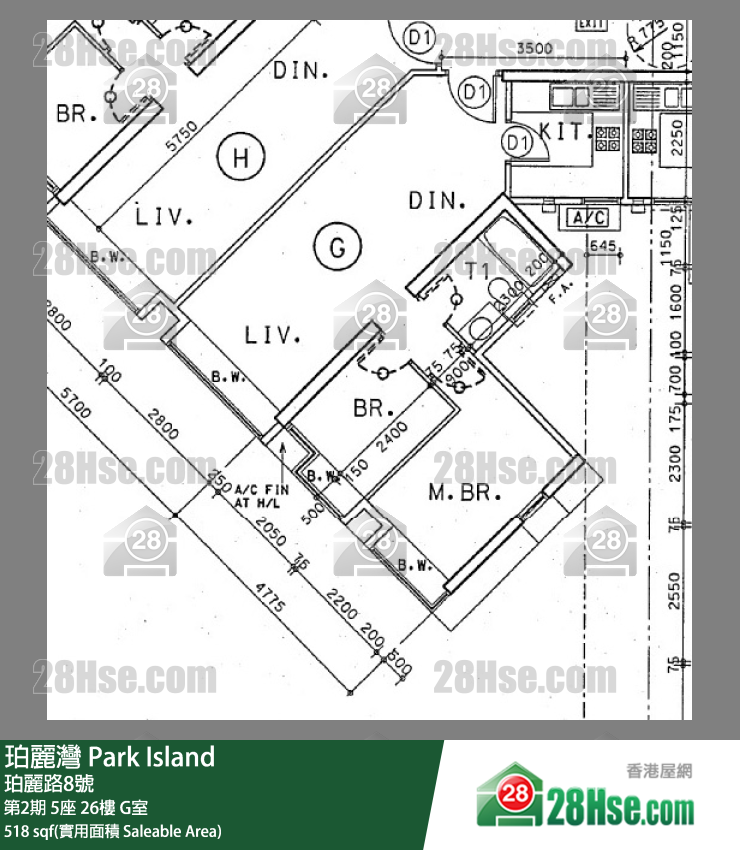 珀麗灣 第2期5座26樓 G室 平面圖