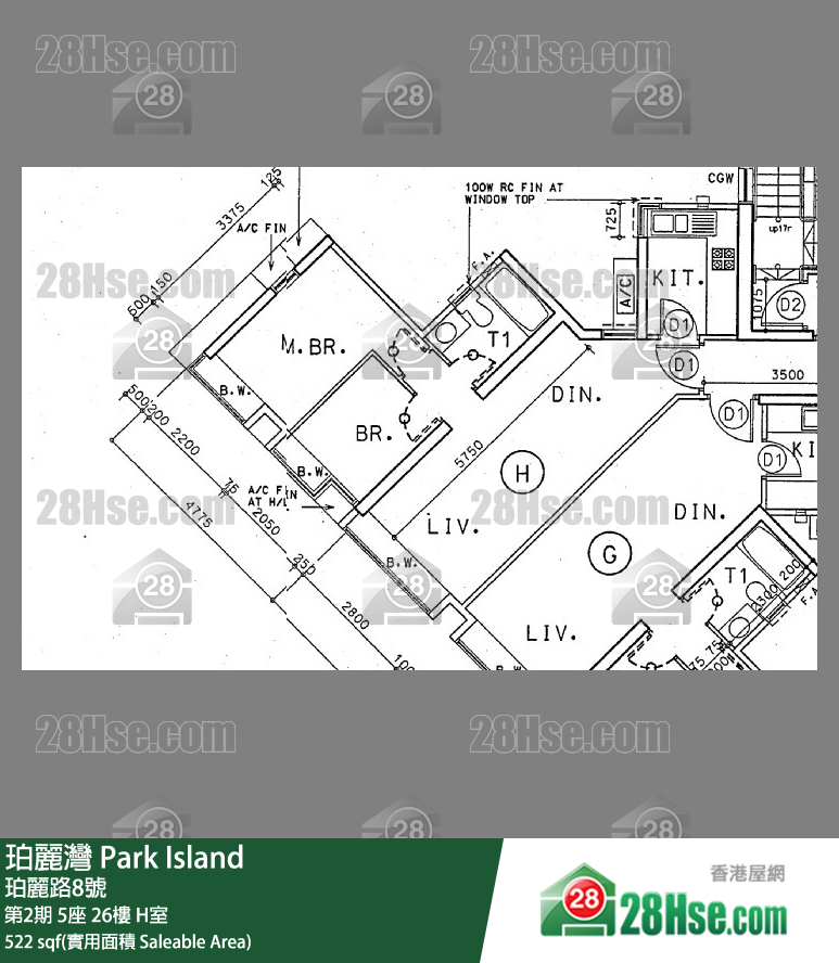 珀丽湾 第2期5座26楼 H室 平面图