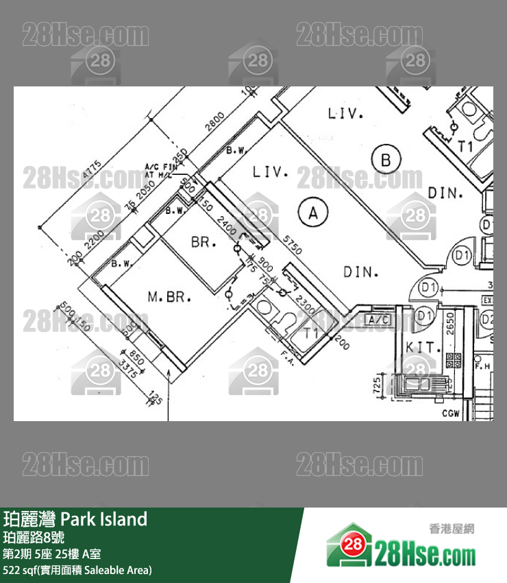 珀麗灣 第2期5座25樓 A室 平面圖