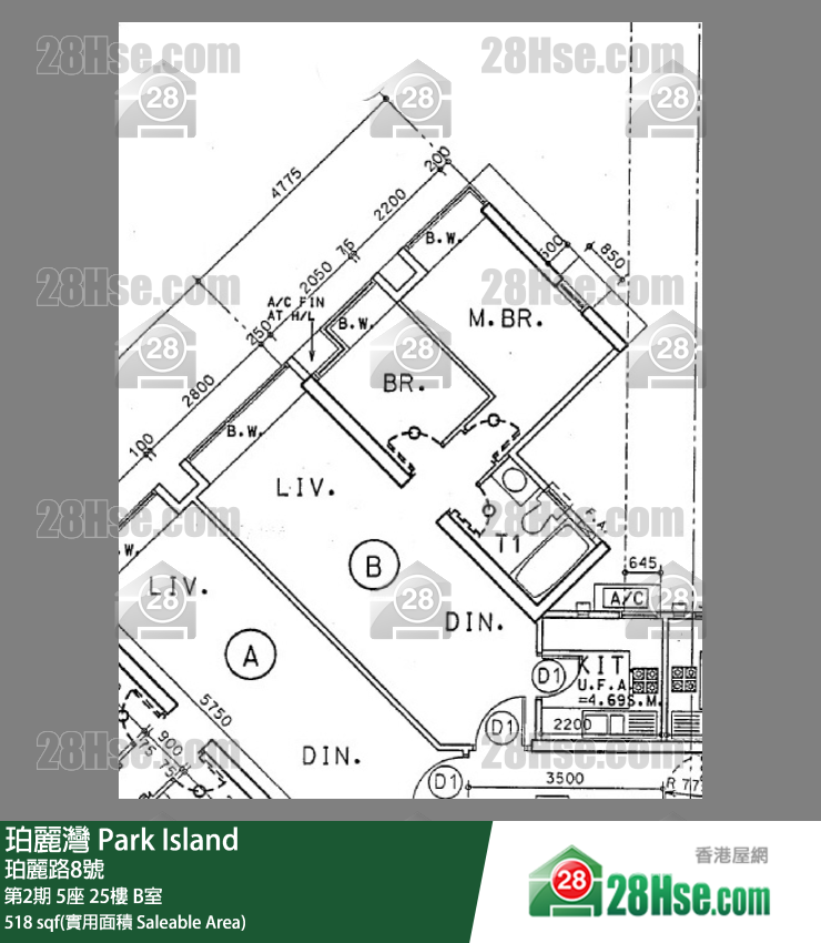 珀麗灣 第2期5座25樓 B室 平面圖