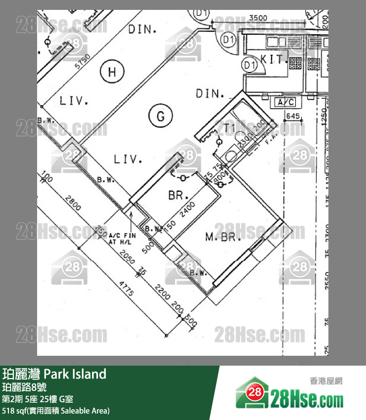 珀麗灣 第2期5座25樓 G室 平面圖