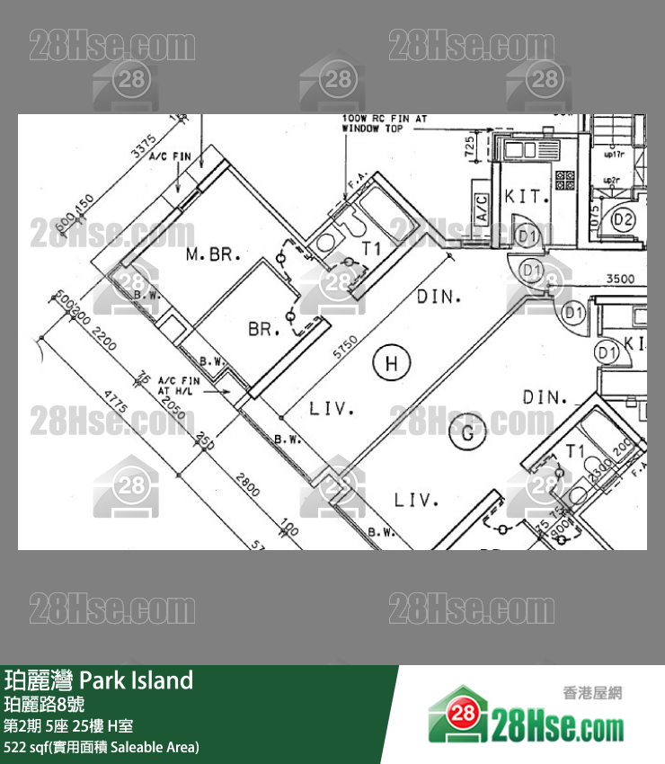 珀丽湾 第2期5座25楼 H室 平面图