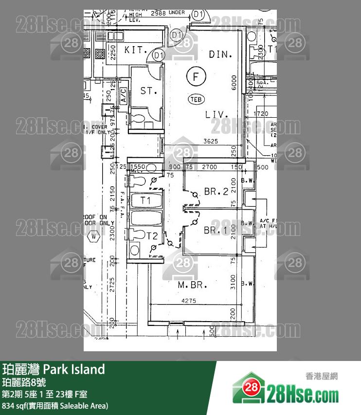 珀麗灣 第2期5座19樓 F室 平面圖