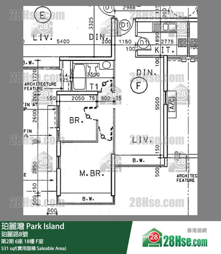 珀麗灣 第2期6座18樓 F室 平面圖