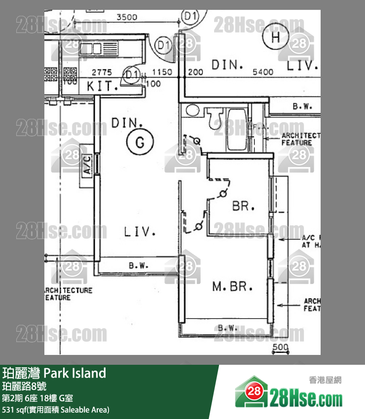 珀麗灣 第2期6座18樓 G室 平面圖