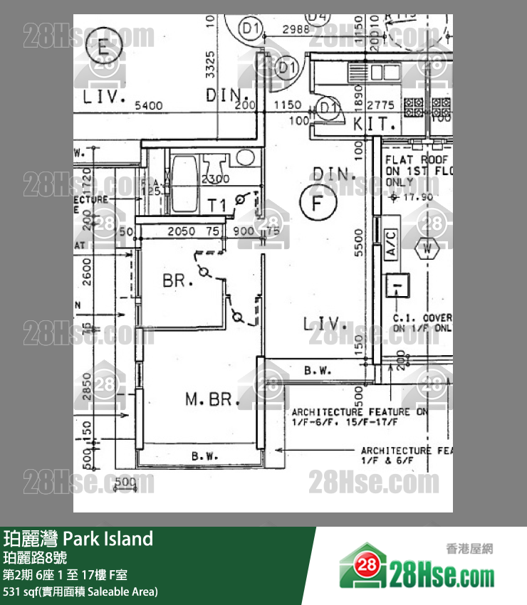 珀麗灣 第2期6座3樓 F室 平面圖